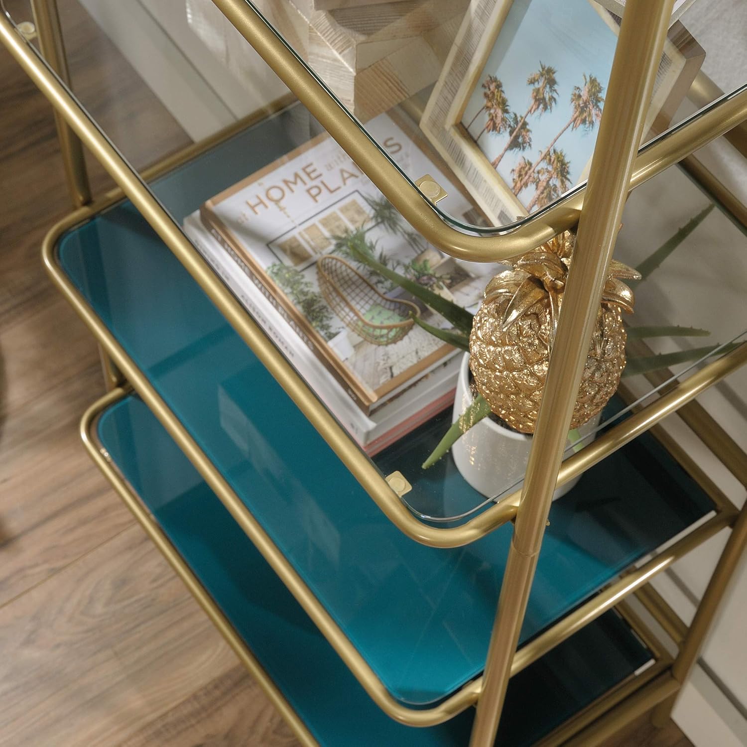 Satin Gold Finish Bookcase Y9216