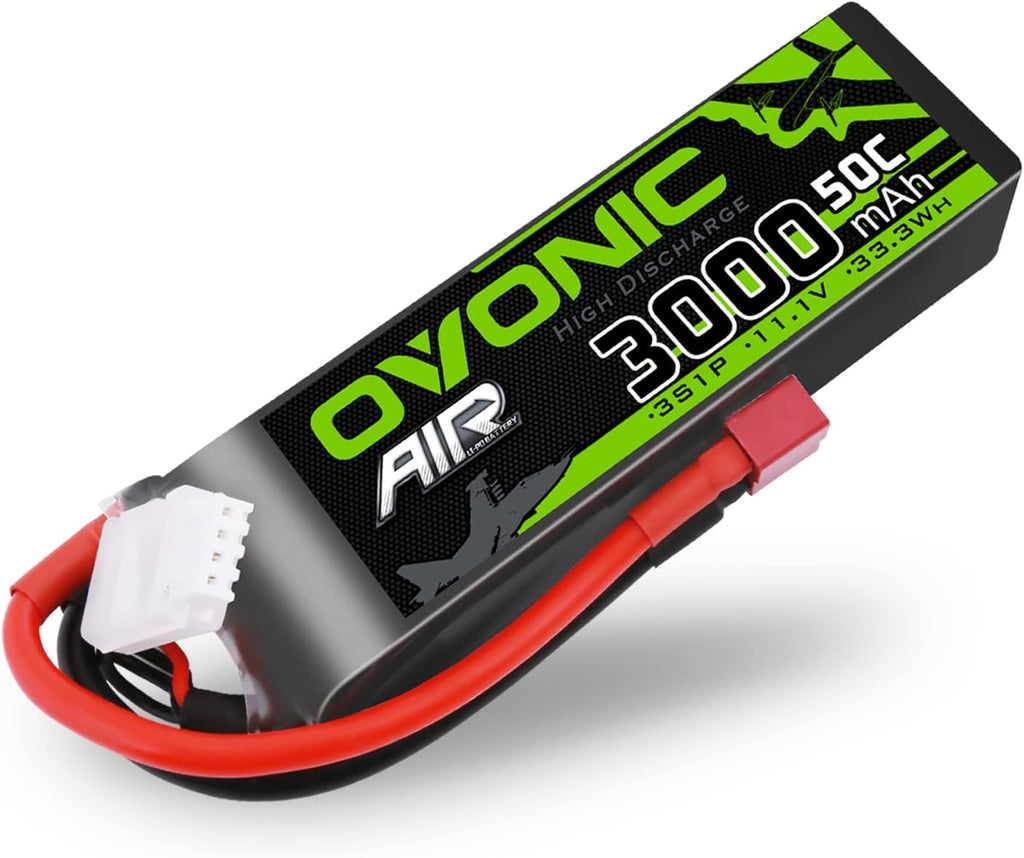 3S Lipo Battery 50C 3000mAh 11.1V with Dean-Style T Connector (2 Packs) L2379