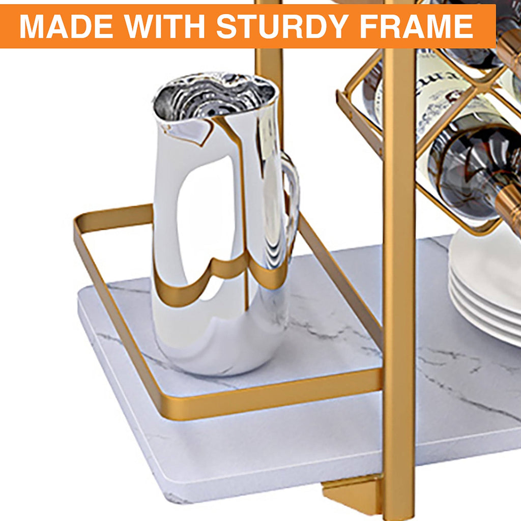 Black 3 Tier Bar Cart with Wheels J9656