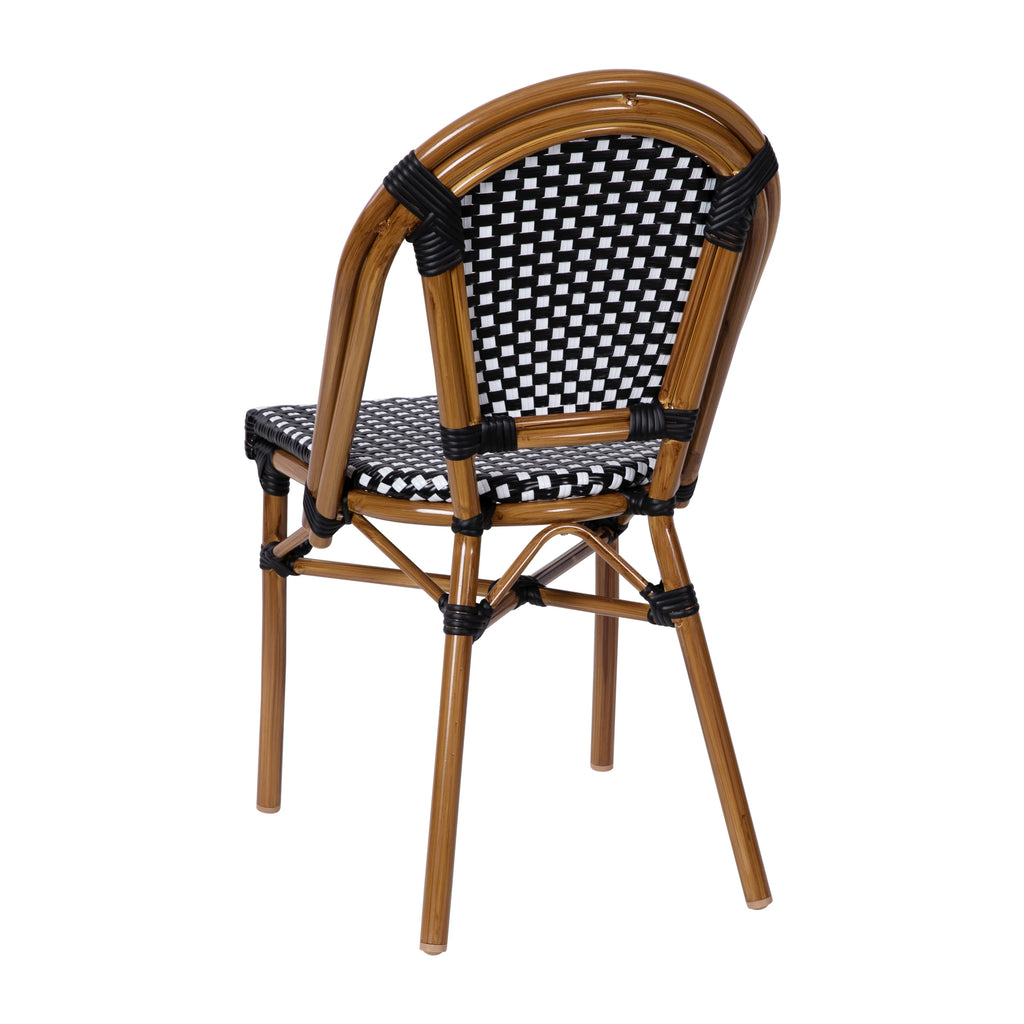 Set of 2 Black/White PE Rattan Bistro Stacking Chairs R6707