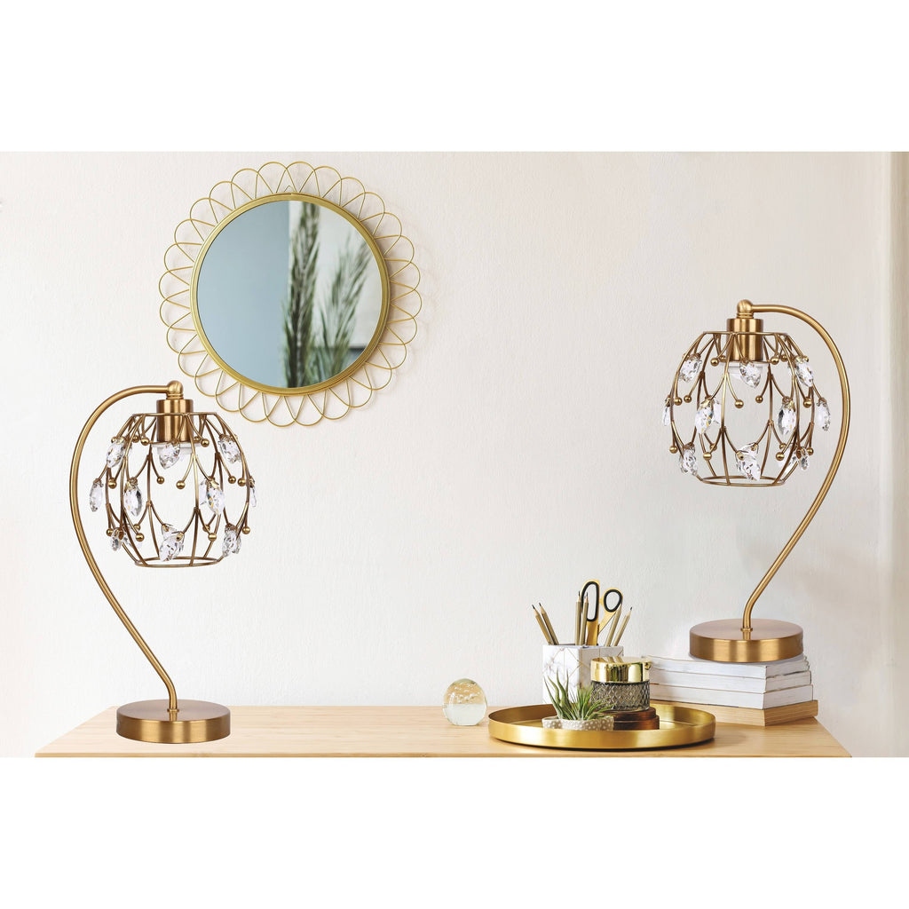 Polished Nickel Task Lamp with Crystalline Metal Shade (2-Pack) V388