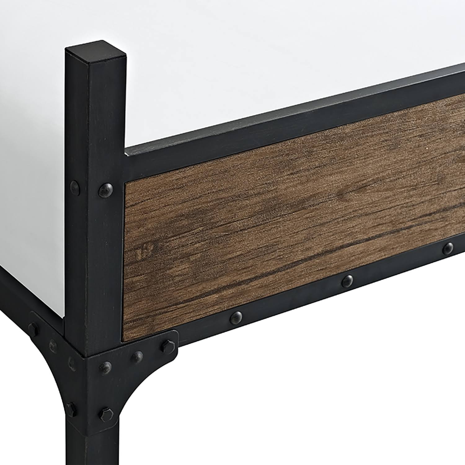 Rustic Metal and Wood Bunk Bed, Twin over Twin X897338