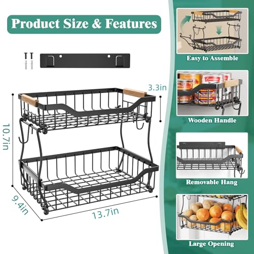 3 Tier Black Metal Wire Fruit Basket H4931