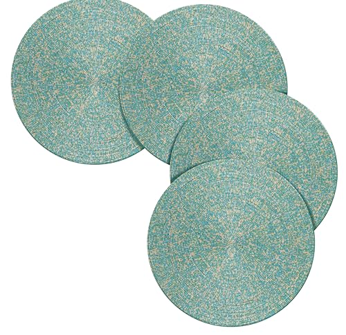 Gold White 13" Round Set of 4 Beaded Placemat G793076