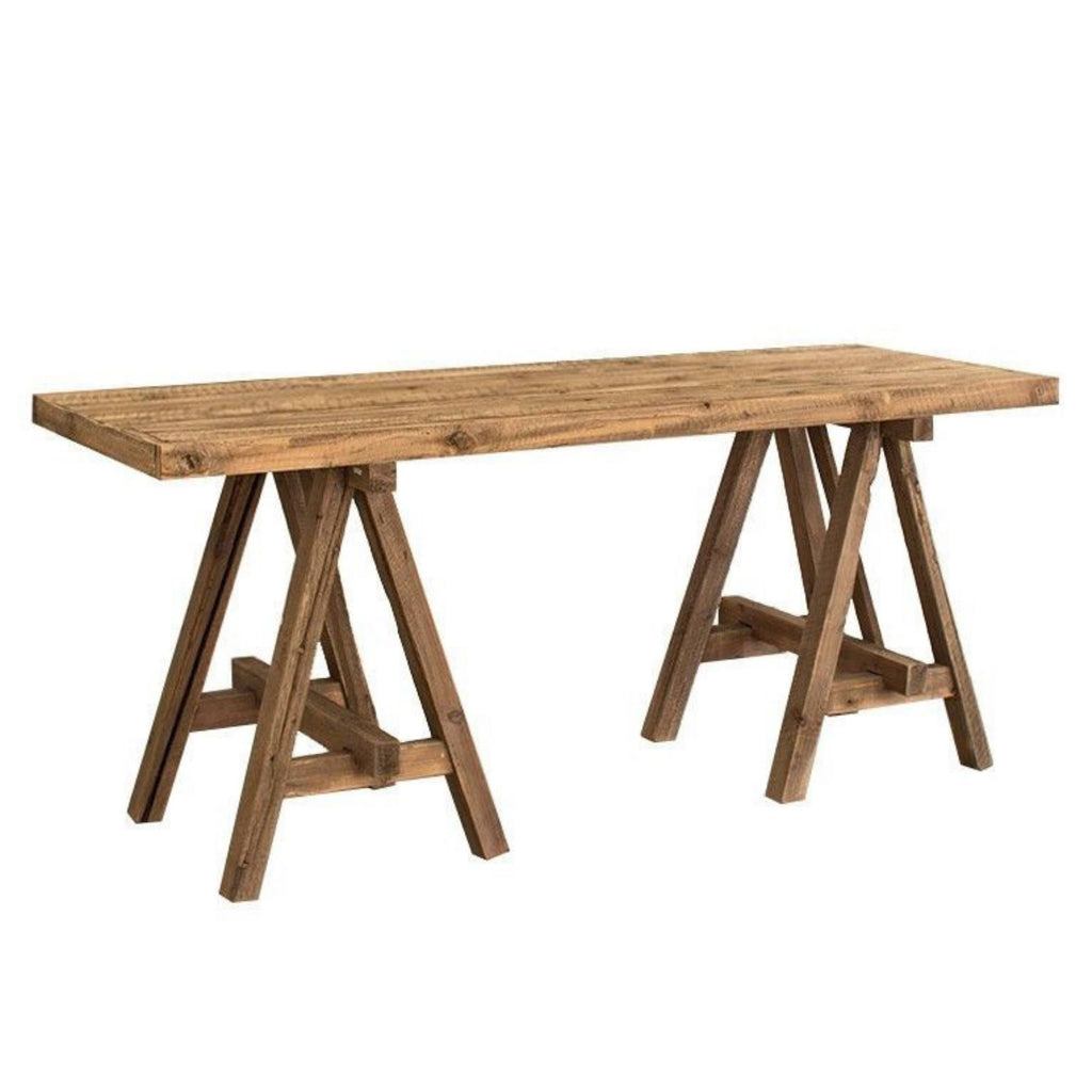 Recycled Wooden Deep Console with Saw Horse Base N973827