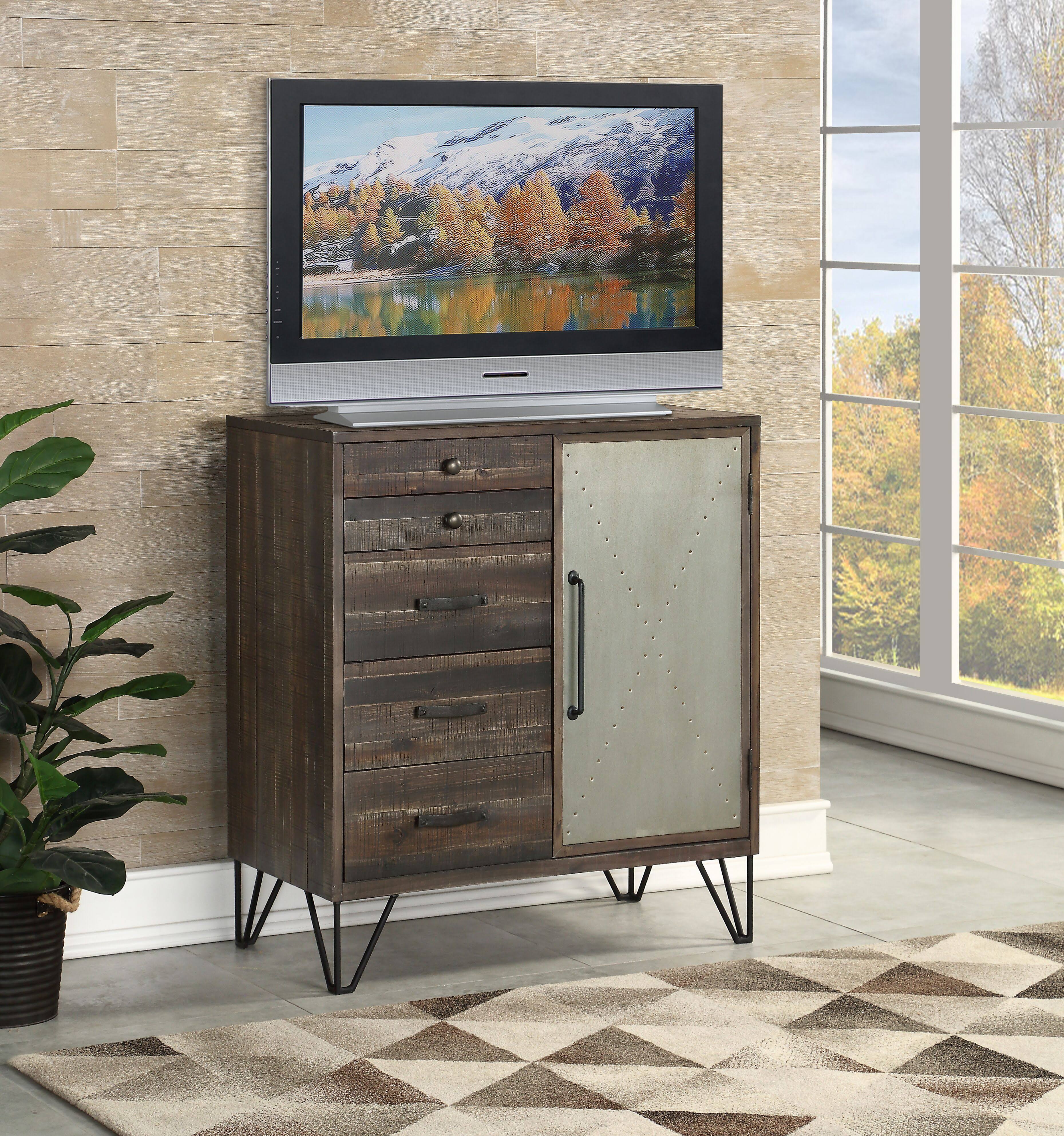 Brown One Door Five Drawer Cabinet I180