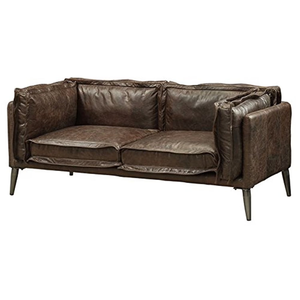 Distress Chocolate Leather Loveseat L64266