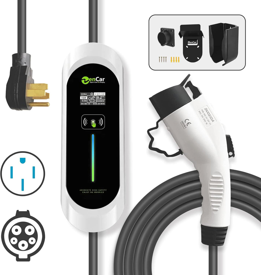 Portable Level 2 EV Charger with NEMA 14-50 Plug, Adjustable Currents 10A-32A T426