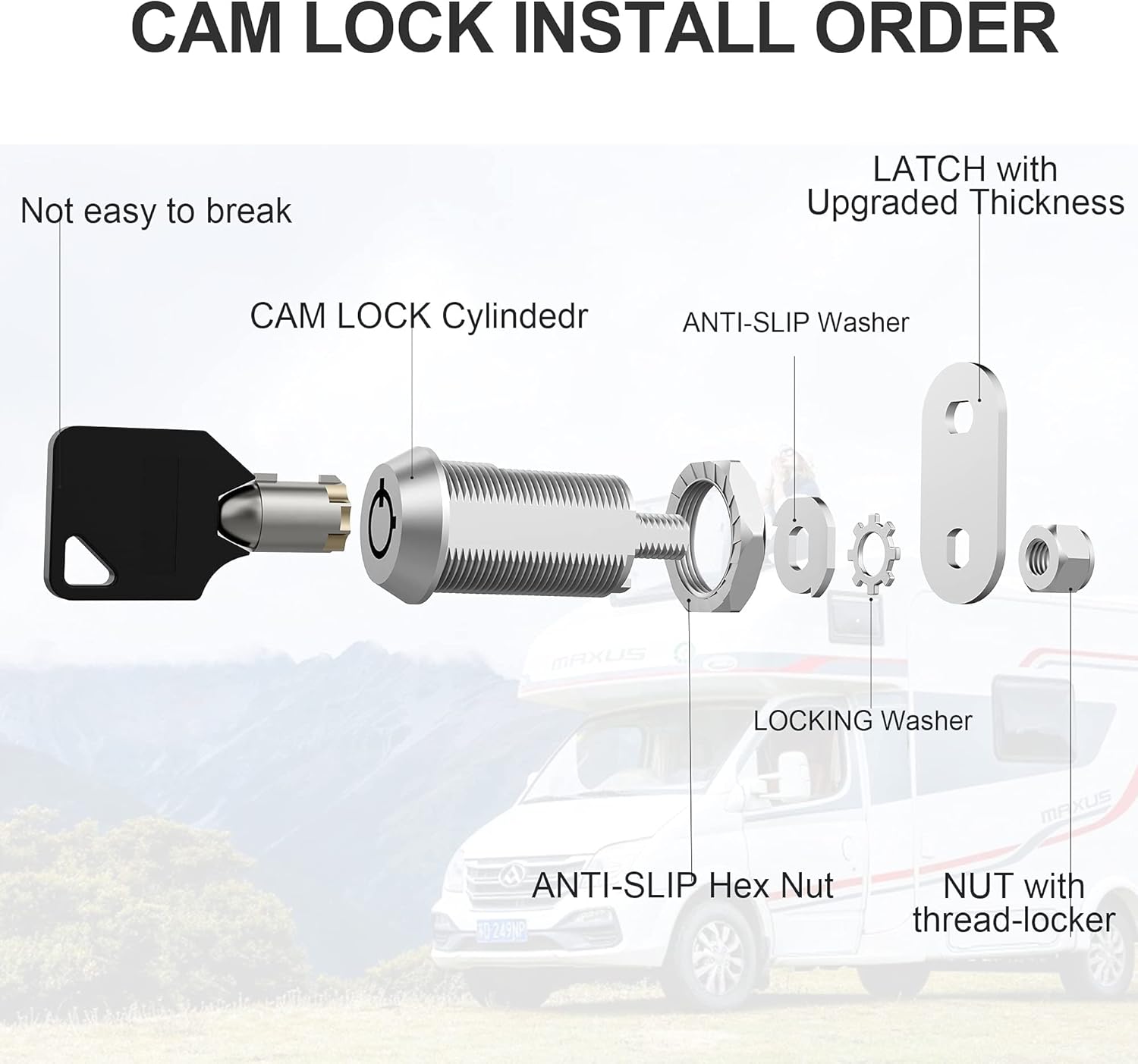 6 Pack Keyed Alike 1-1/8 Inch Zinc Alloy Cabinet Locks M948