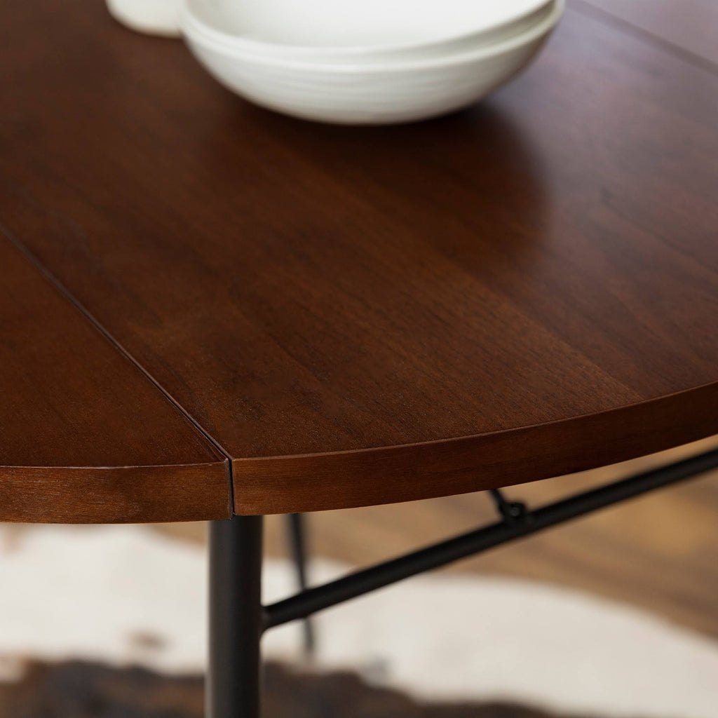 White Faux Marble Drop Leaf Dining Table B697