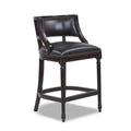 Farmhouse Counter Height Bar Stool Vintage Black Brown Faux Leather L820