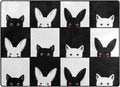 Black White Cat Rabbit Chess Board Lightweight Carpet Mats, 6'8" x 4'10" Area Rug Z472