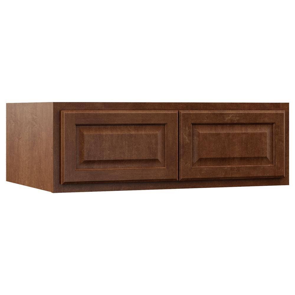 Cognac Red Above Refrigerator Deep Wall Bridge Kitchen Cabinet S11597