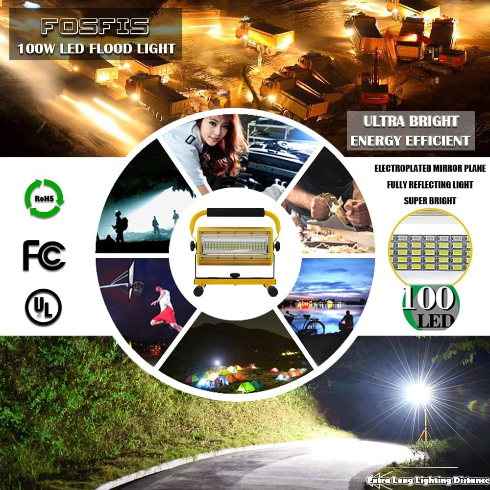 100W Waterproof Portable LED Work Light with Stand U330