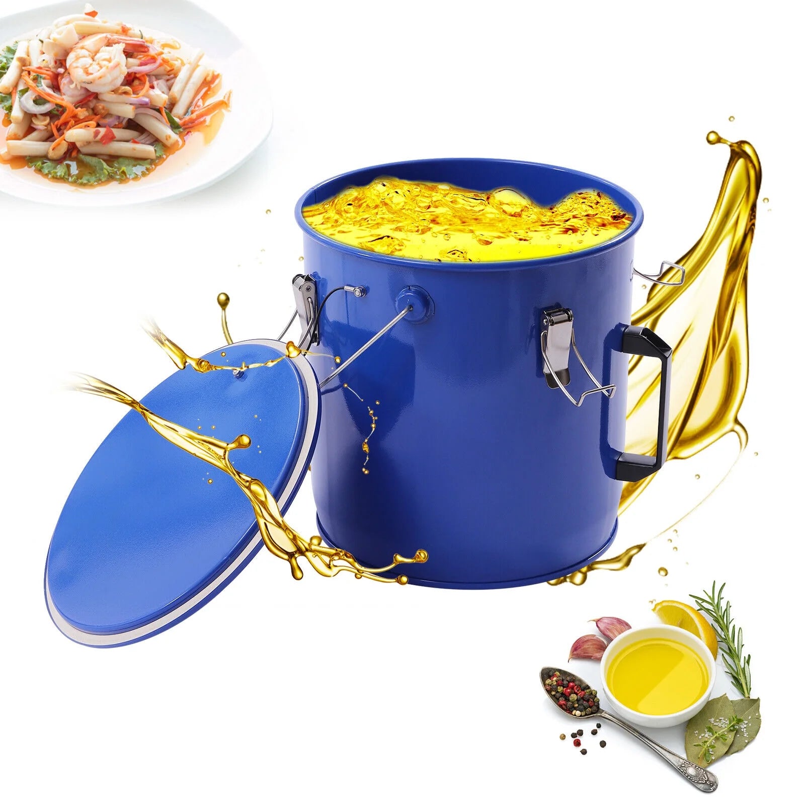 Blue Fryer Grease Bucket Oil Disposal Caddy H417657