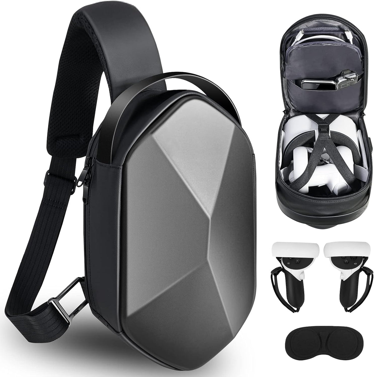 Hard Travel Case Crossbody Backpack with Grips Cover and Lens Cover H130