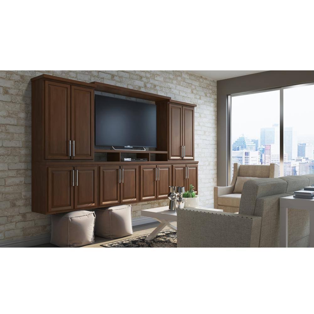 Cognac Red Above Refrigerator Deep Wall Bridge Kitchen Cabinet S11597