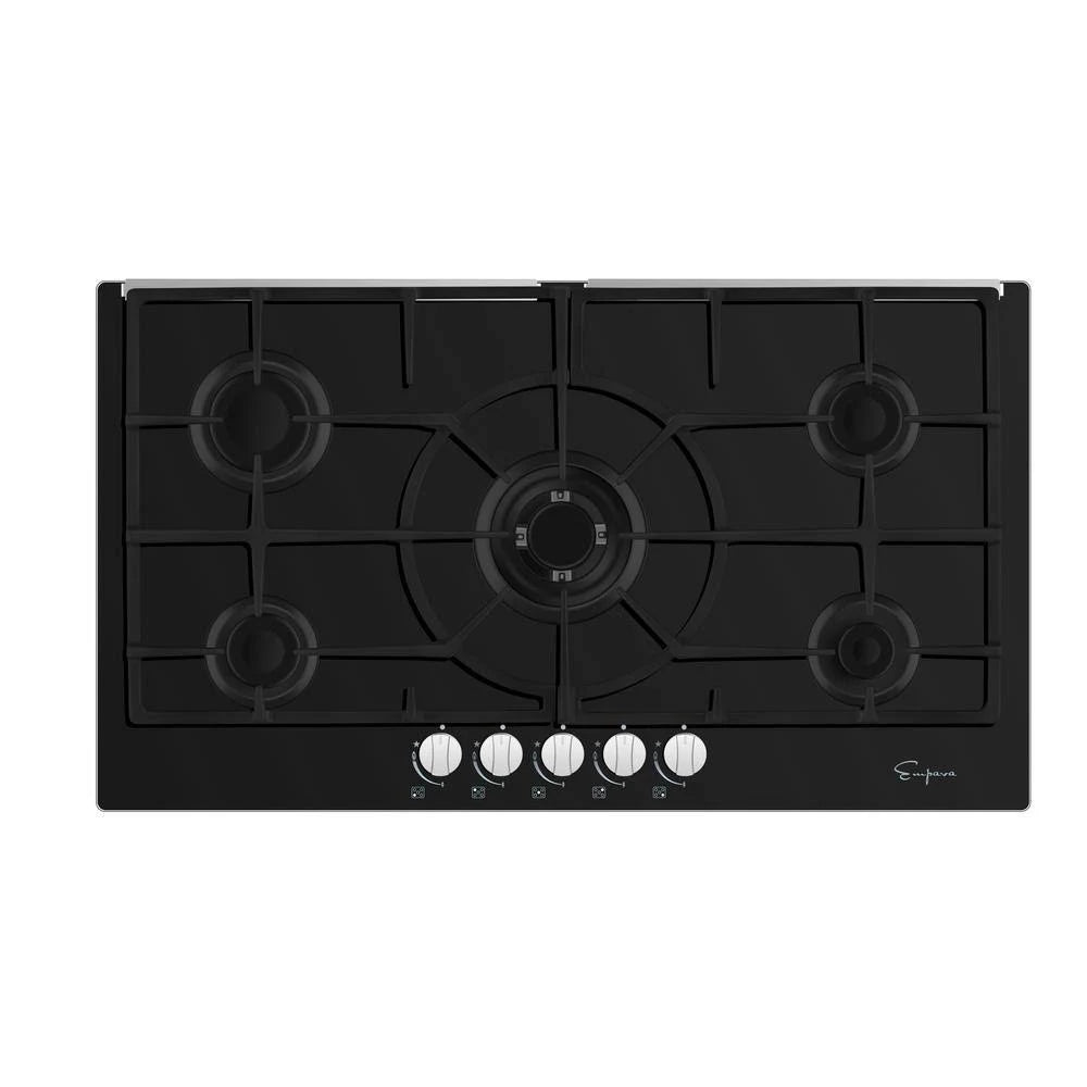 36x22 Gas Cooktop with 5 Sealed Burners and Cast Iron Grates in Black K70612
