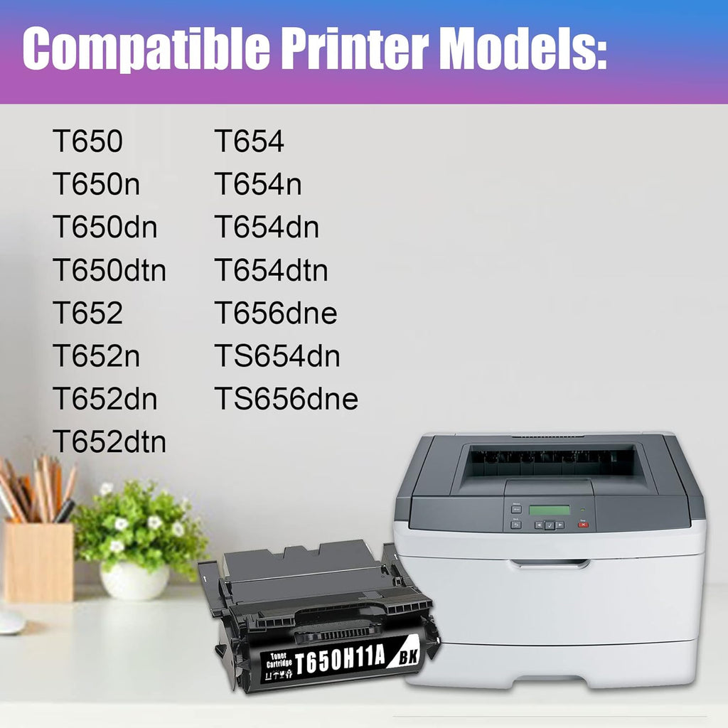 2 Pack Compatible Toner Cartridge Replacement for Lexmark T650 T652 T654 T656 TS654 TS656 Printer M169