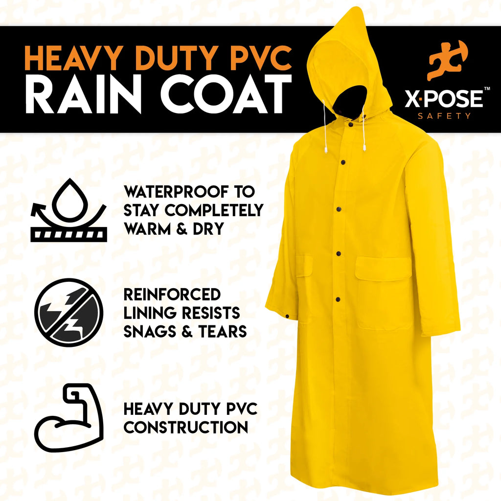 Yellow PVC Raincoat Jacket with Detachable Hood S861835