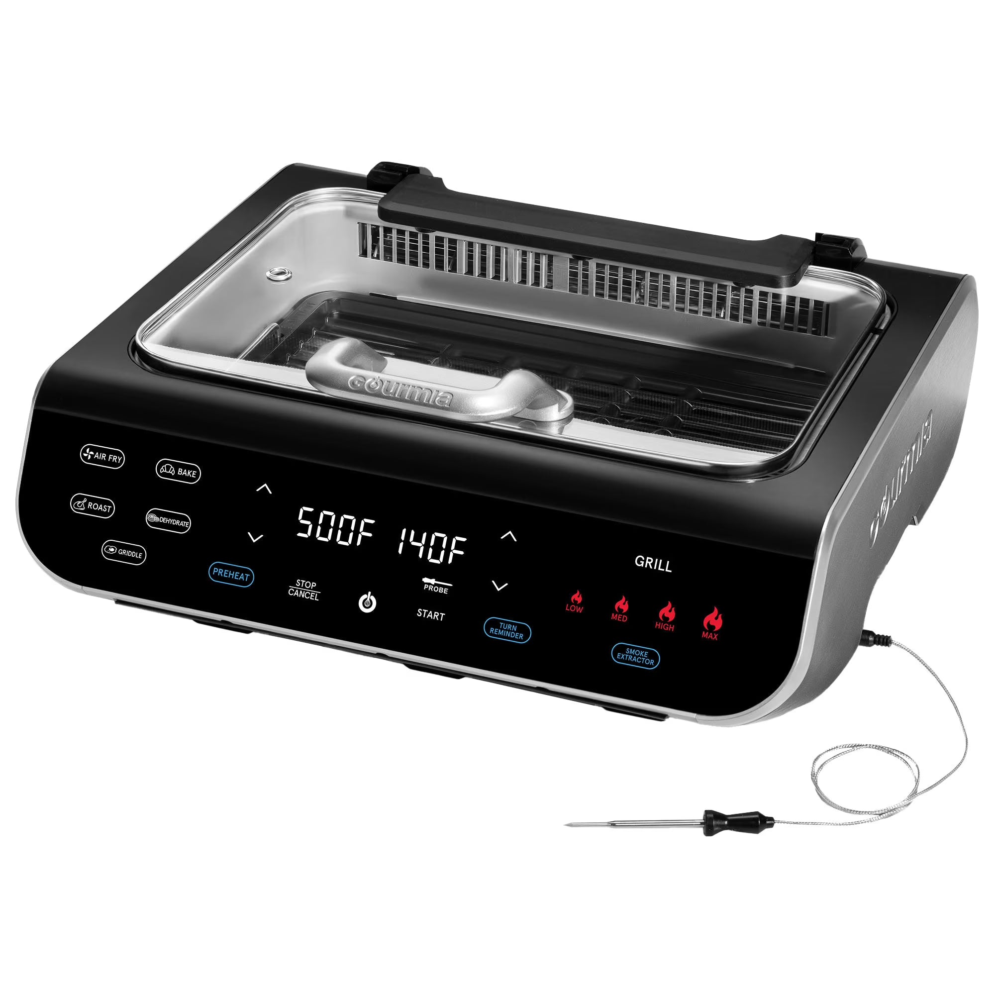 Smokeless Grill, Griddle, & Air Fryer with Built-in Temperature Probe X435722