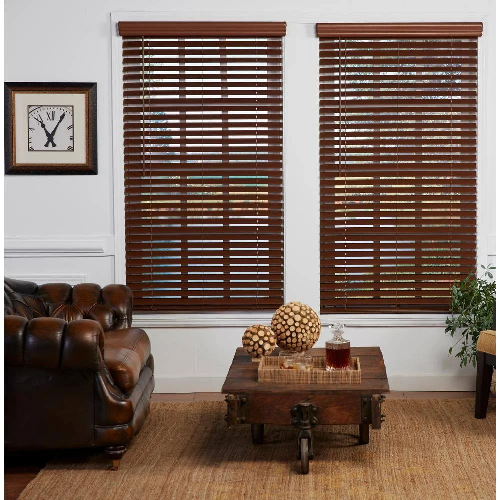 Cut-to-Width Dark Oak 2in. Cordless Faux Wood Blind V813471