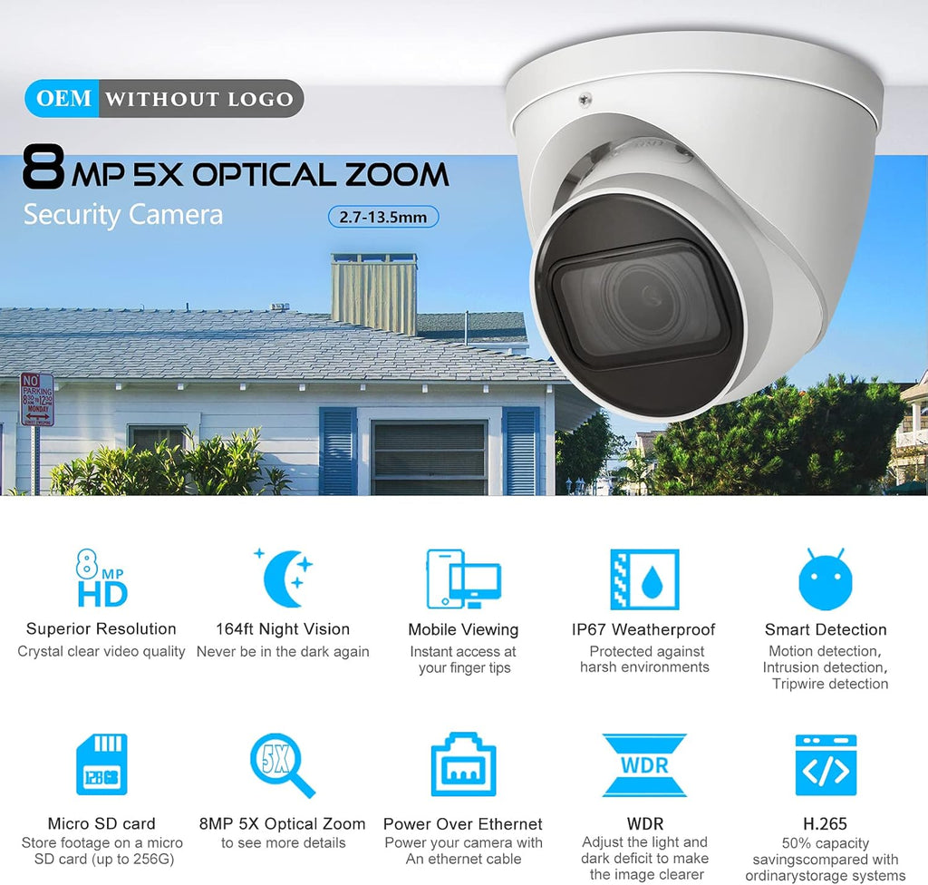 8MP Starlight POE IP Eyeball Camera, 5X Vari-Focal Zoom, 60m IR K51910