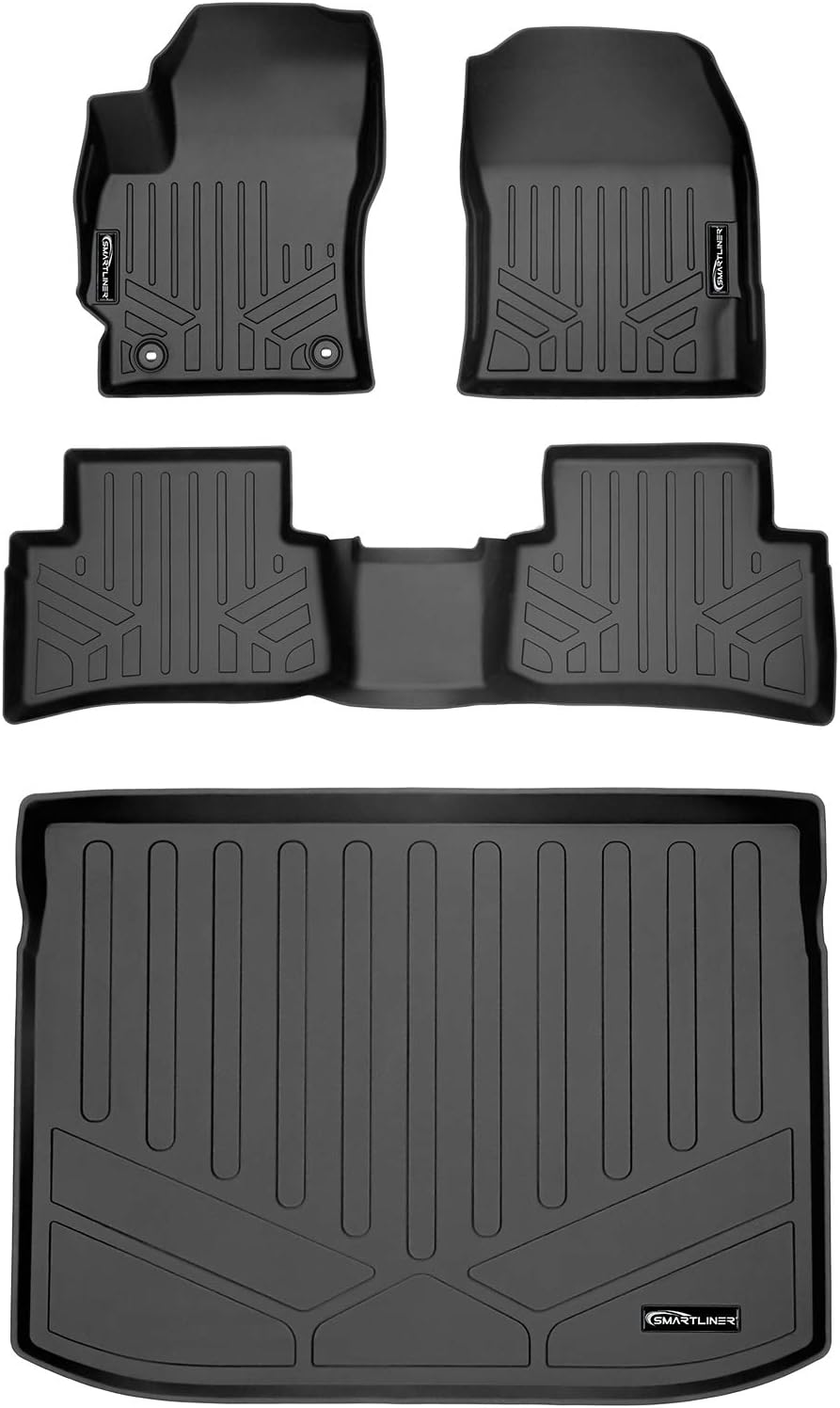 Black Custom Fit Floor Mats 2 Rows and Cargo Liner Trunk Set L399088