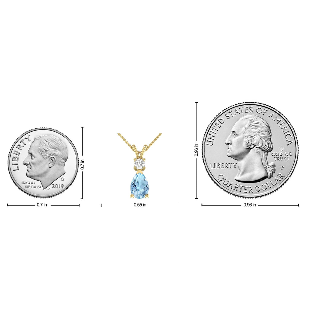 1.55 Carat 14K Yellow Gold Aquamarine and Round Lab Grown Diamond Solitaire Pendant Necklace T1411