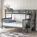Grey Solid Wood Twin Over Twin/Full Bunk Bed with Trundle and Drawers G2832