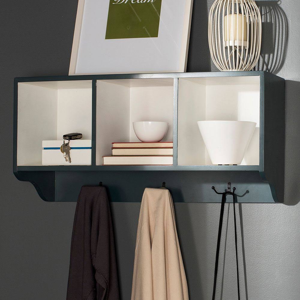 Ash Grey/White Wall Shelf with Storage Compartments M854