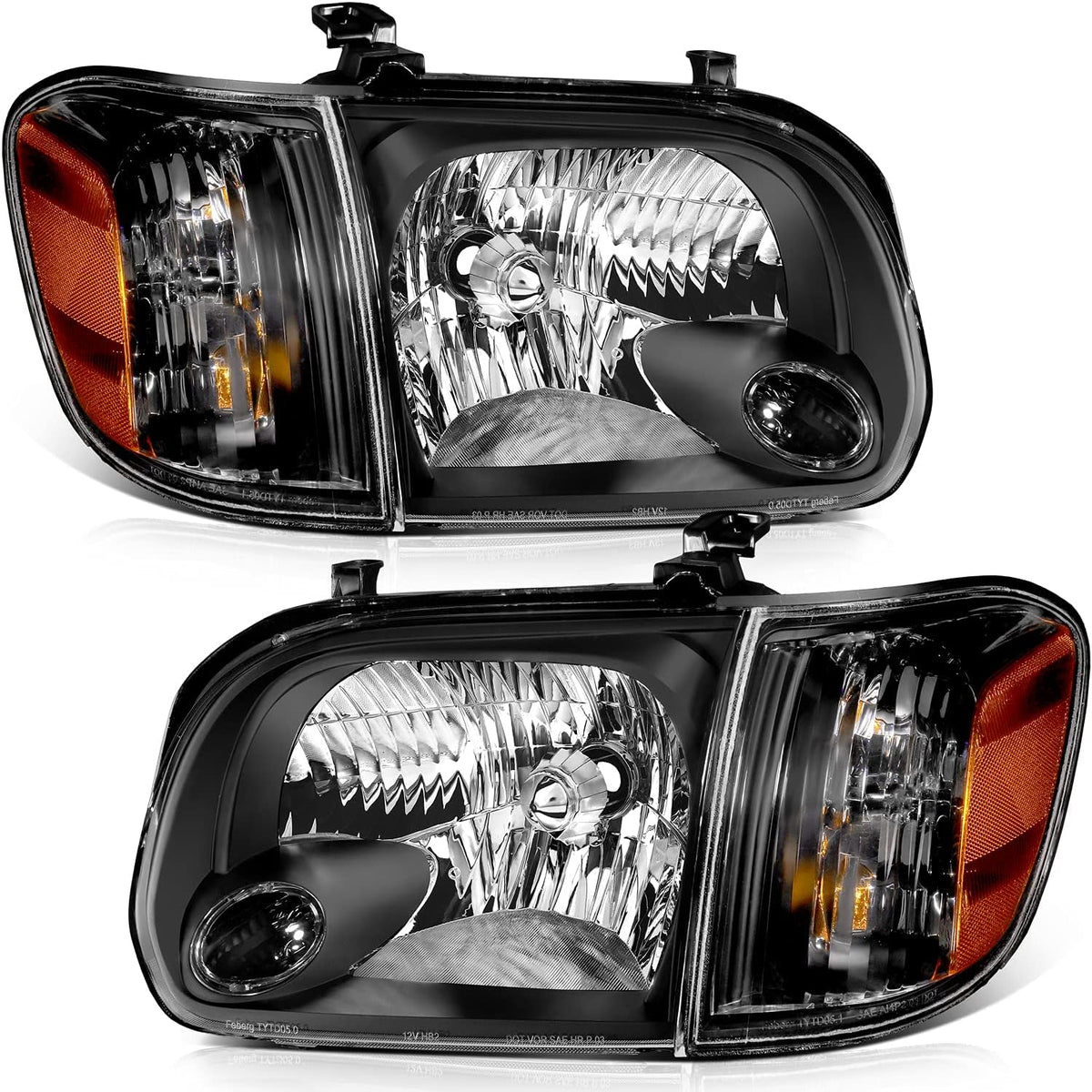 Black Housing Amber Reflector Clear Lens Headlight Assembly G899