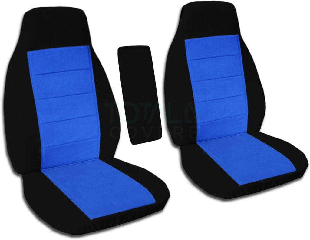Black and Sand Two-Tone Truck Bucket Seat Covers with Center Armrest Cover U86173