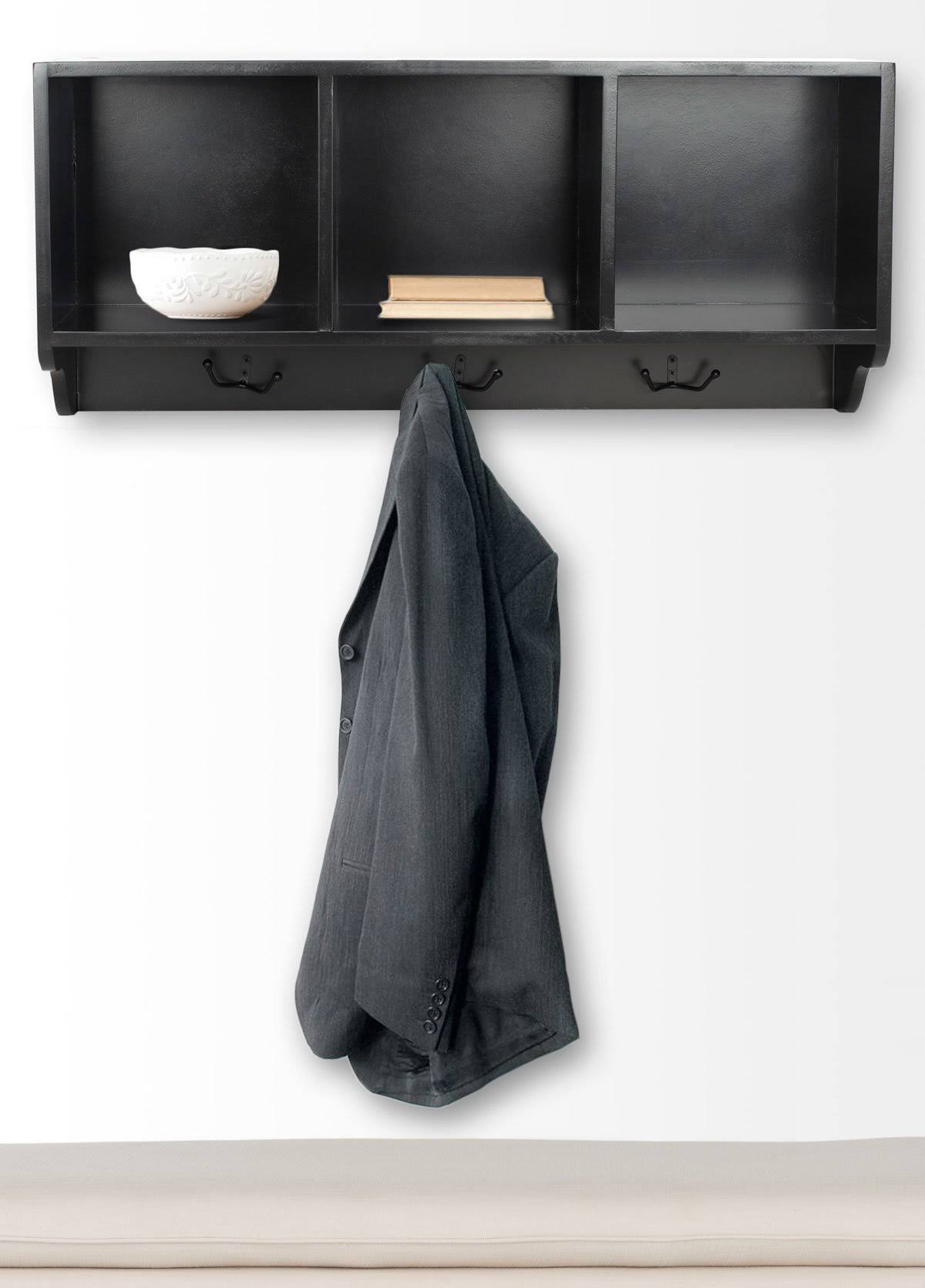 Ash Grey/White Wall Shelf with Storage Compartments M854