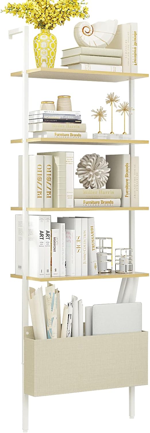 4-Tier Oak Wood Open Shelf Bookcase with Metal Frame C5676