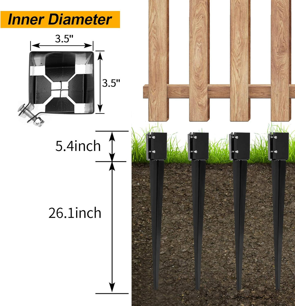 4 Pack Metal Ground Spike Post Anchor with Tightening Screws U80883
