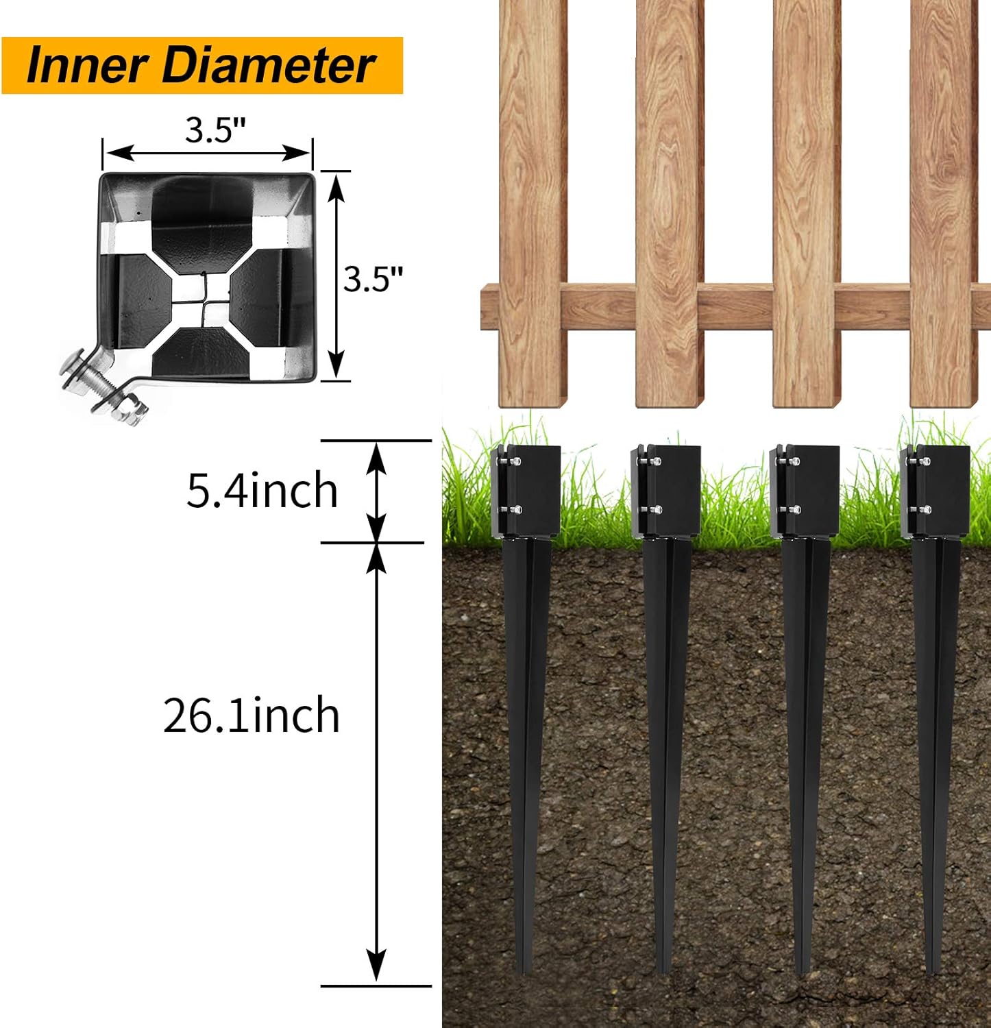 4 Pack Metal Ground Spike Post Anchor with Tightening Screws U80883