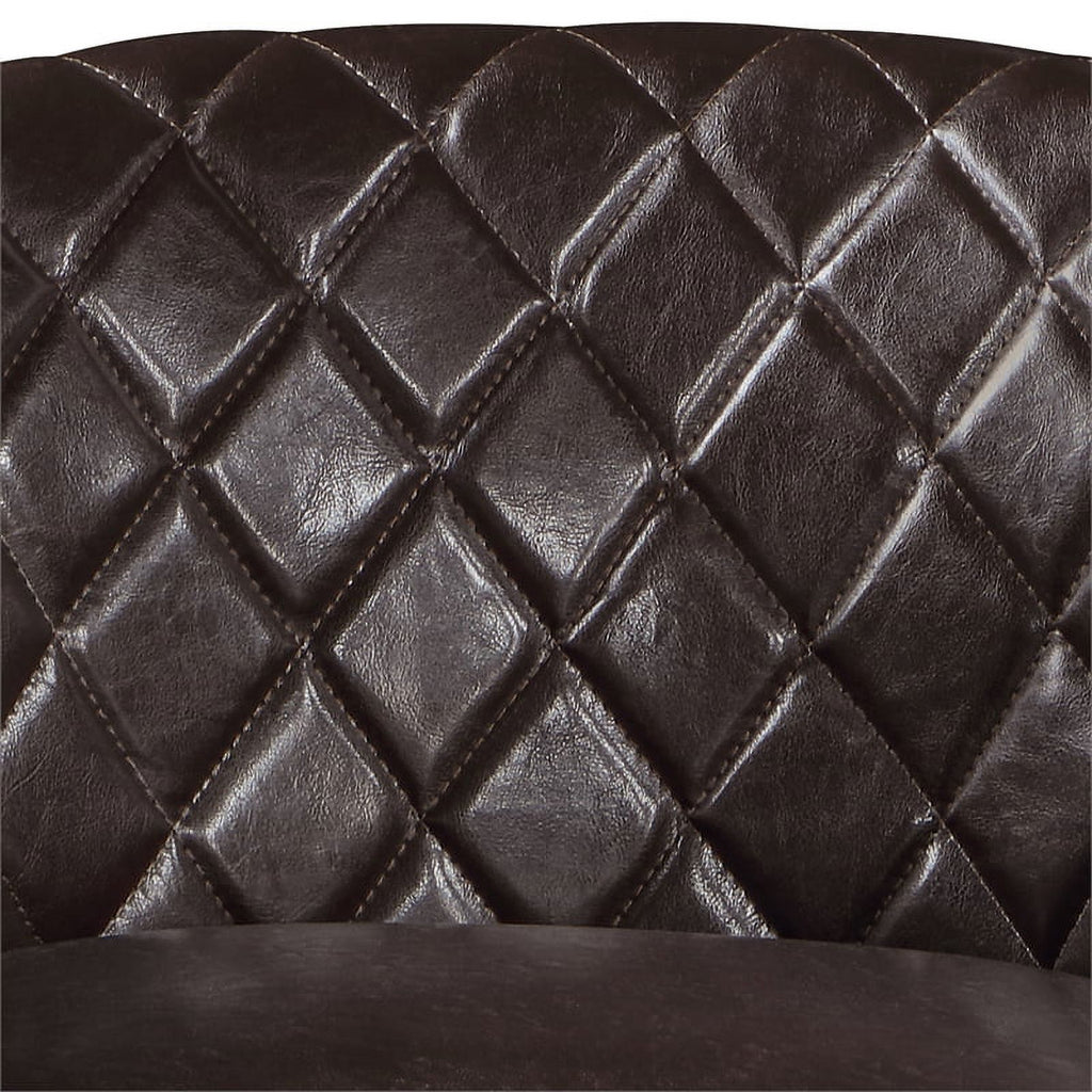 Espresso Faux Leather Fabric Accent Chair with Ottoman D7718