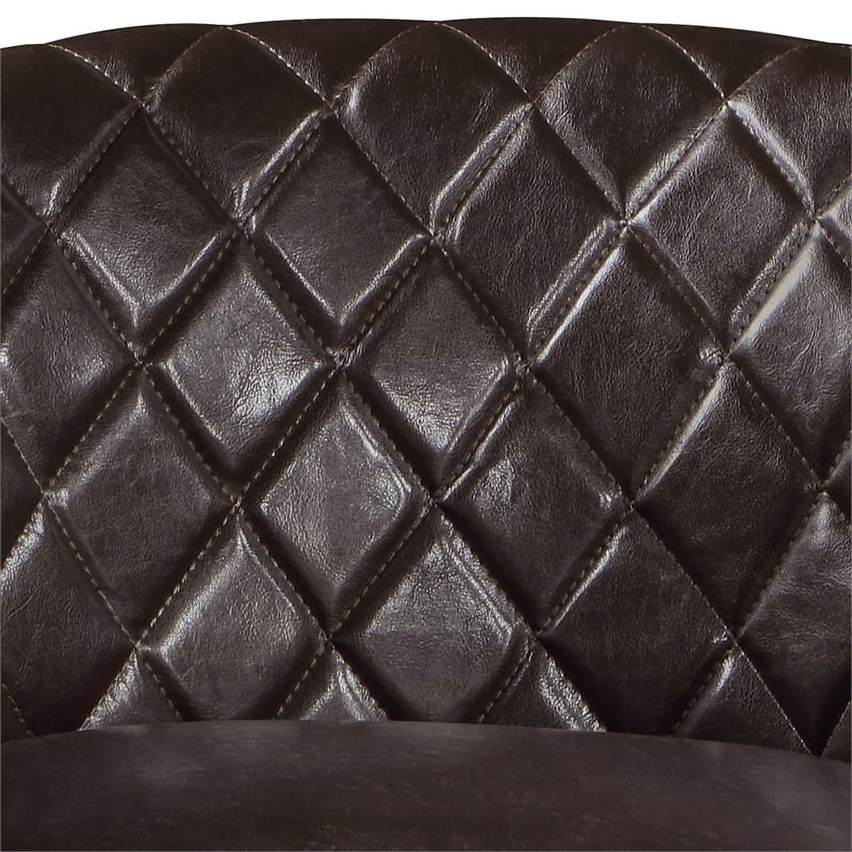 Espresso Faux Leather Fabric Accent Chair with Ottoman D7718