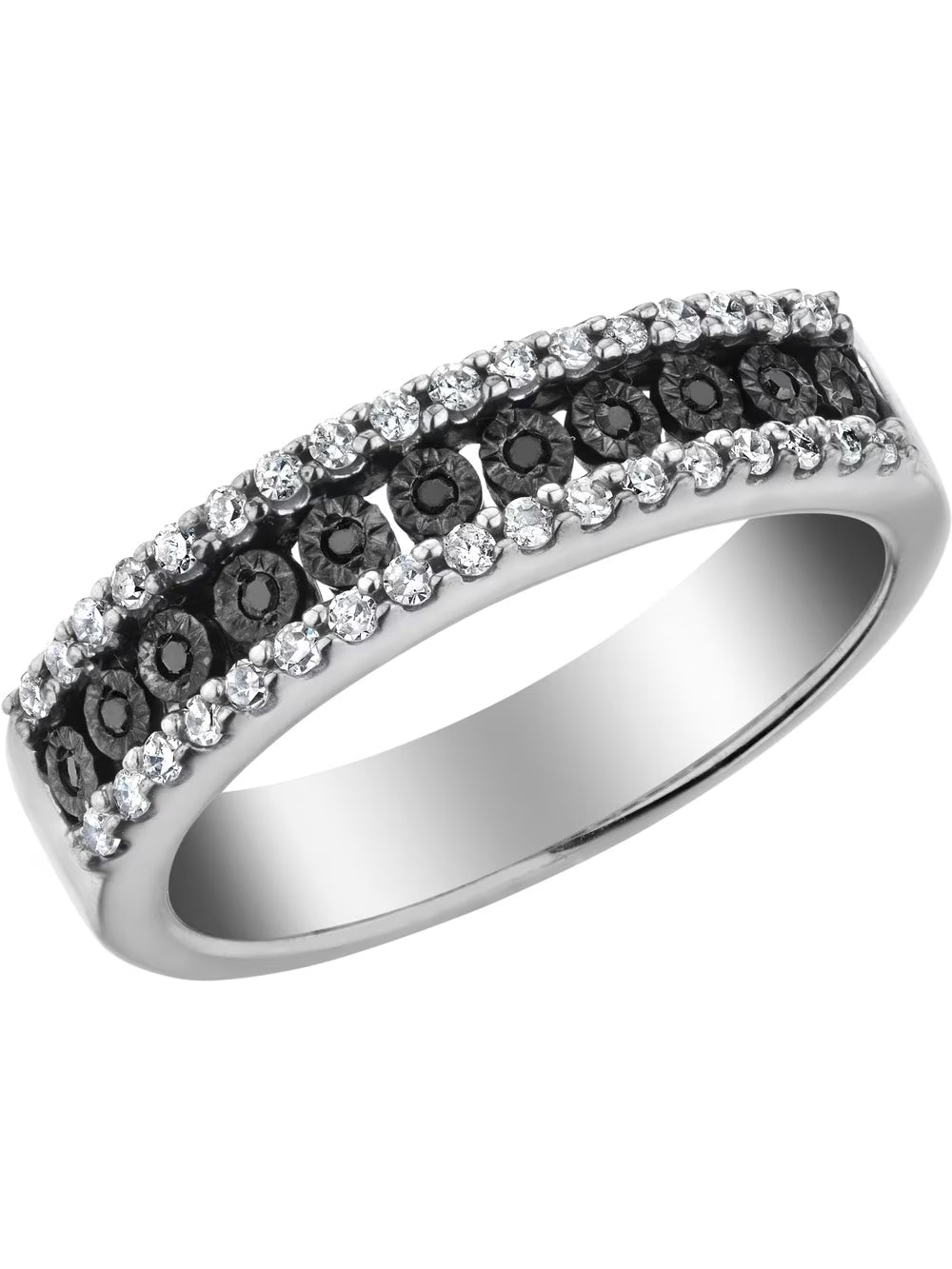 Black & White Diamond Ring in Sterling Silver Y3371