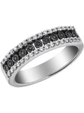 Black & White Diamond Ring in Sterling Silver Y3371