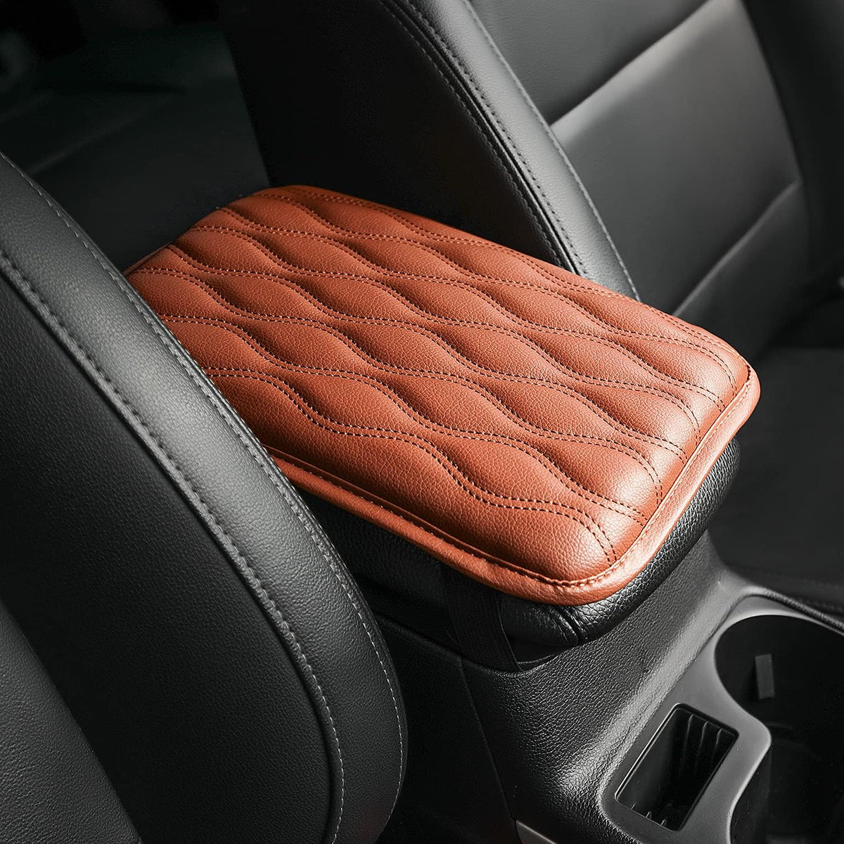 Universal Center Console Cover Waterproof Armrest Pad Protector (Black) (Red) D6107