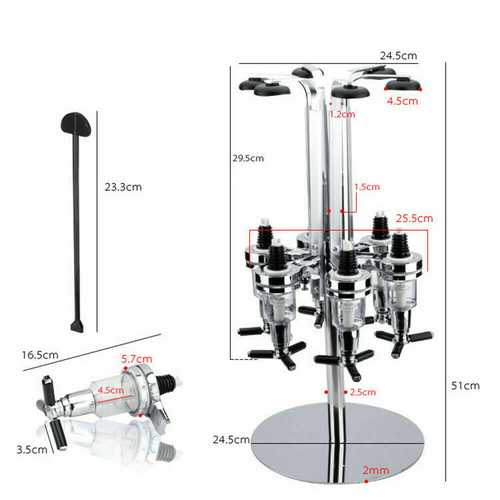 6 Head 25ml Wine Liquor Cocktail Beer Dispenser Bottle with Wall Bracket P98154