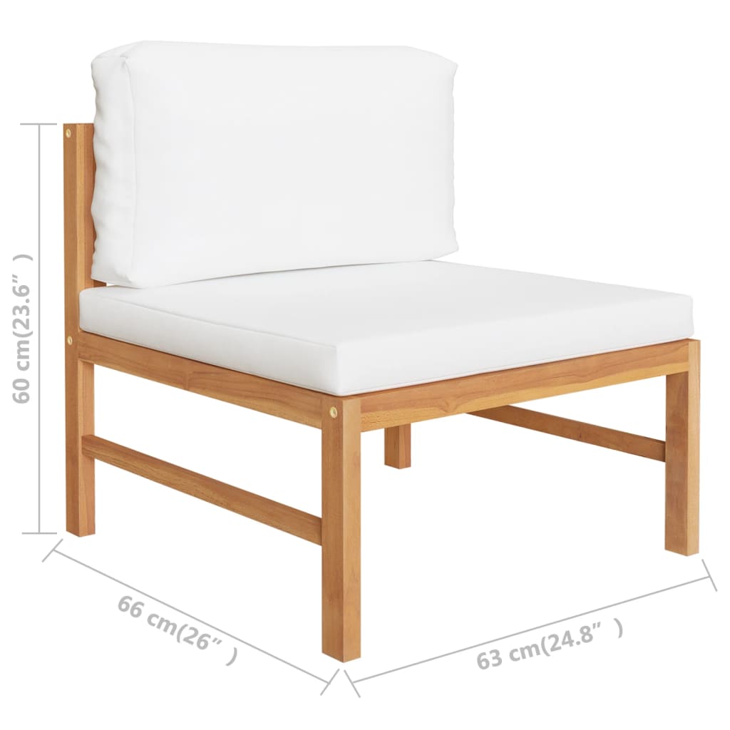 Cream Cushions Solid Teak Wood Sofa F3718