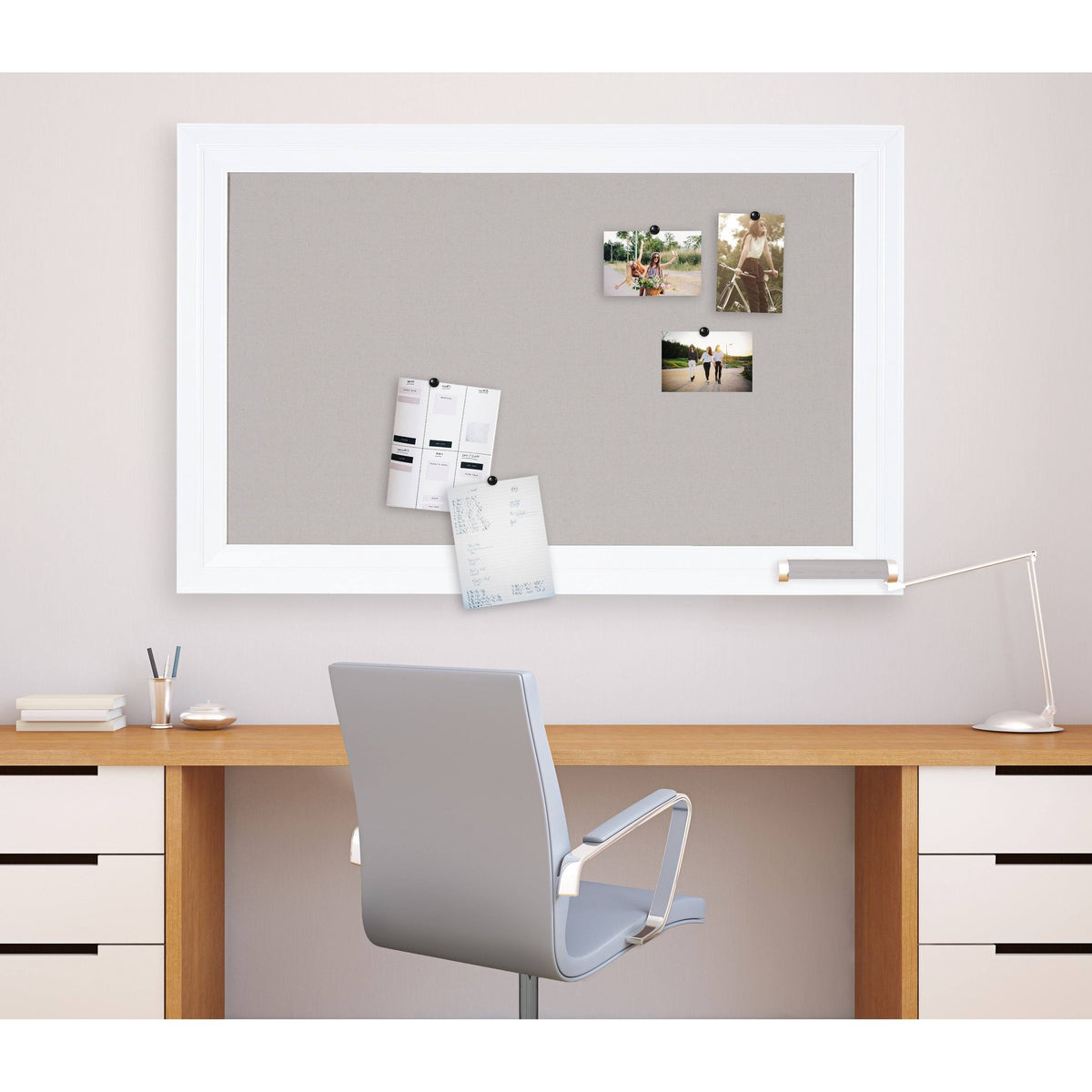 White Linen Fabric Bulletin Board for Wall N126