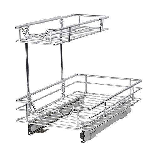 Silver Two Tier Sliding Under Cabinet Organizer O747