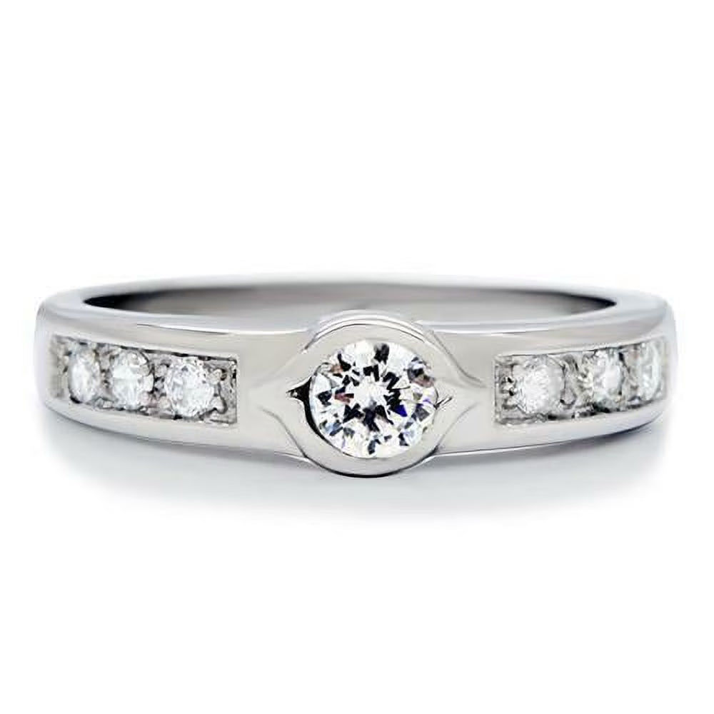 Stainless Steel Round Bezel Engagement Ring N956510