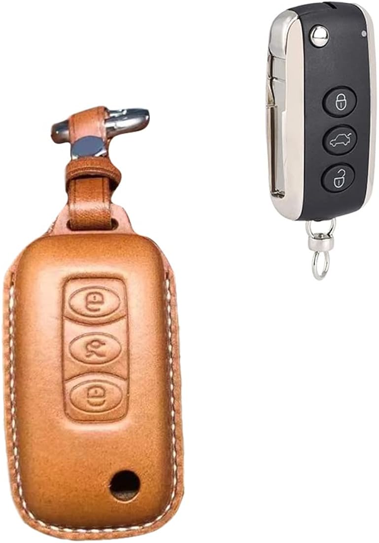Genuine Leather Remote Key Fob Case Cover with Key Chain Pack of 2 U615
