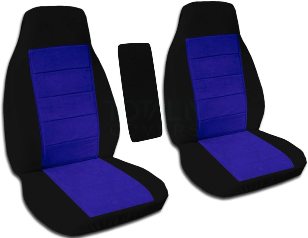 Black and Sand Two-Tone Truck Bucket Seat Covers with Center Armrest Cover U86173