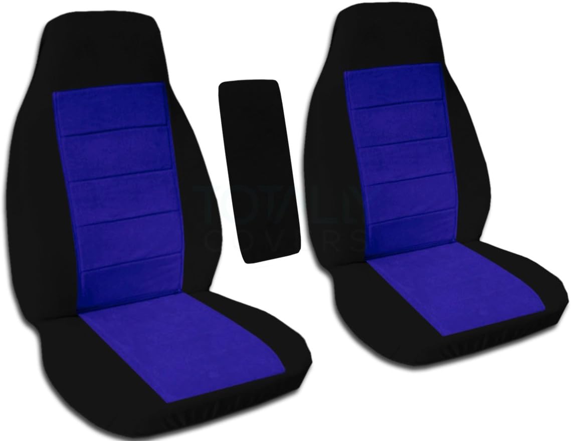 Black and Sand Two-Tone Truck Bucket Seat Covers with Center Armrest Cover U86173